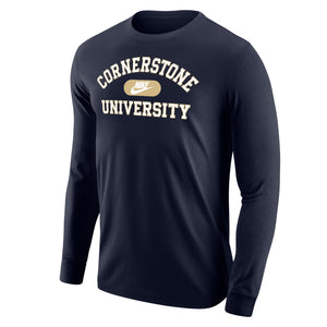 NIKE Core Cotton Long Sleeve Tee, Navy (F24)