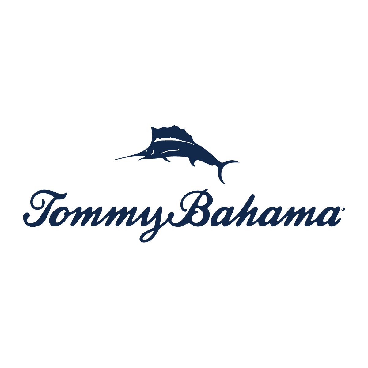 Tommy Bahama logo with a marlin silhouette on a white background