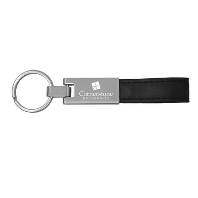 Luxe Leather Keychain, Black