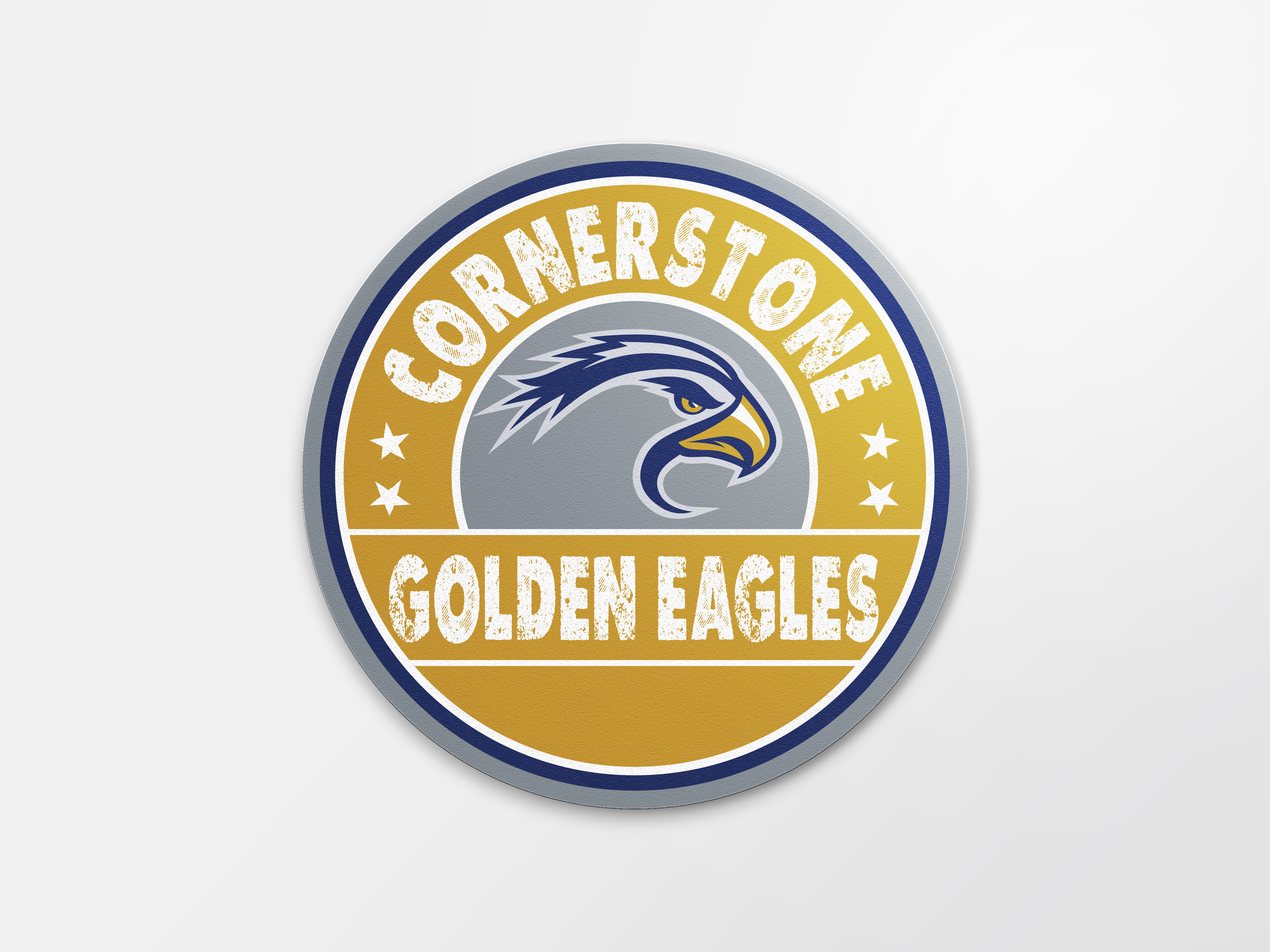 4 inch Weather Resistant Sticker, Hatched Shield Stars