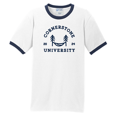 Summer Camp Ringer Tee, White/Navy