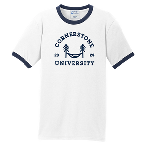 Summer Camp Ringer Tee, White/Navy