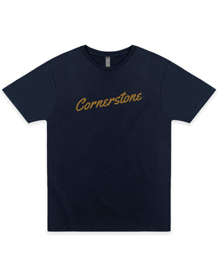 University Script Tee | Navy