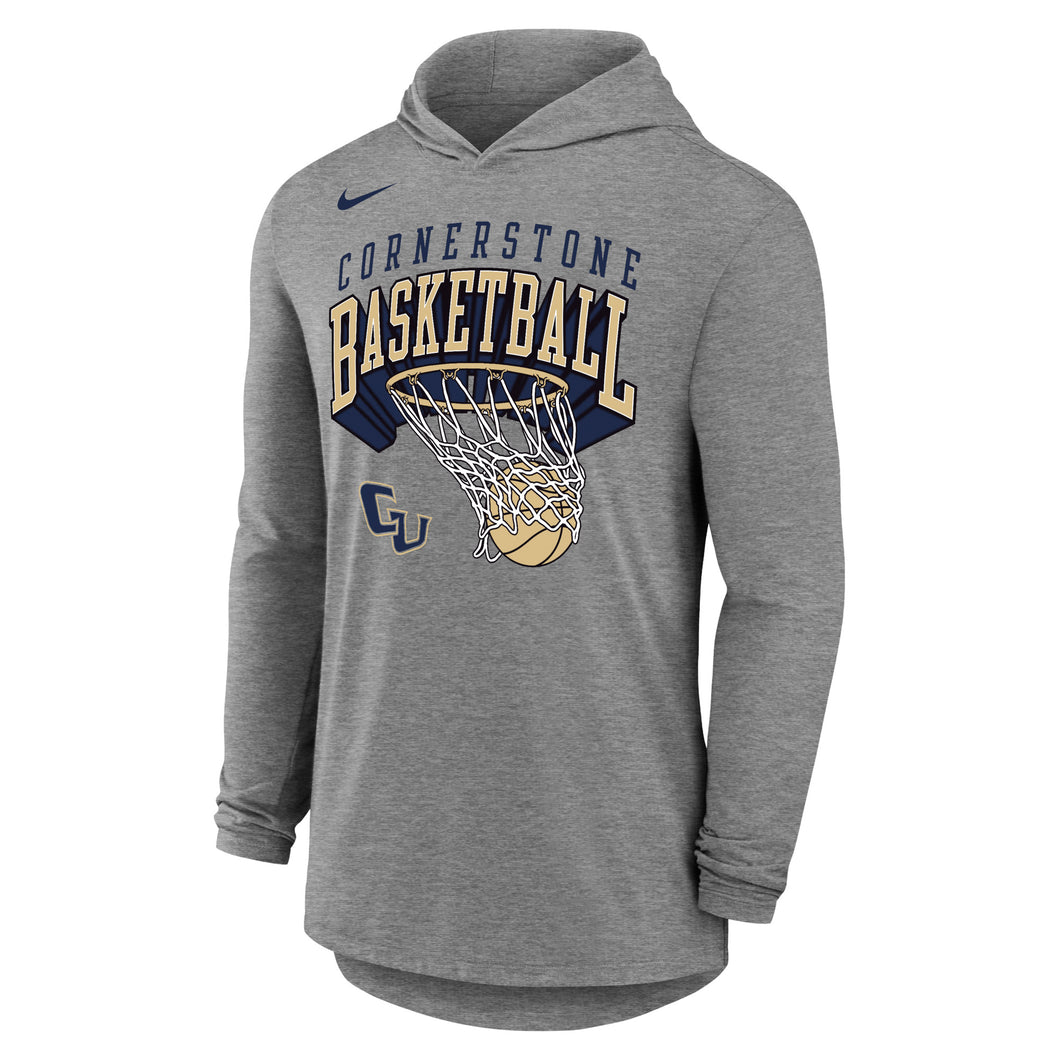 Dri-Fit Cotton Basketball Long Sleeve Hoodie | Dark Heather