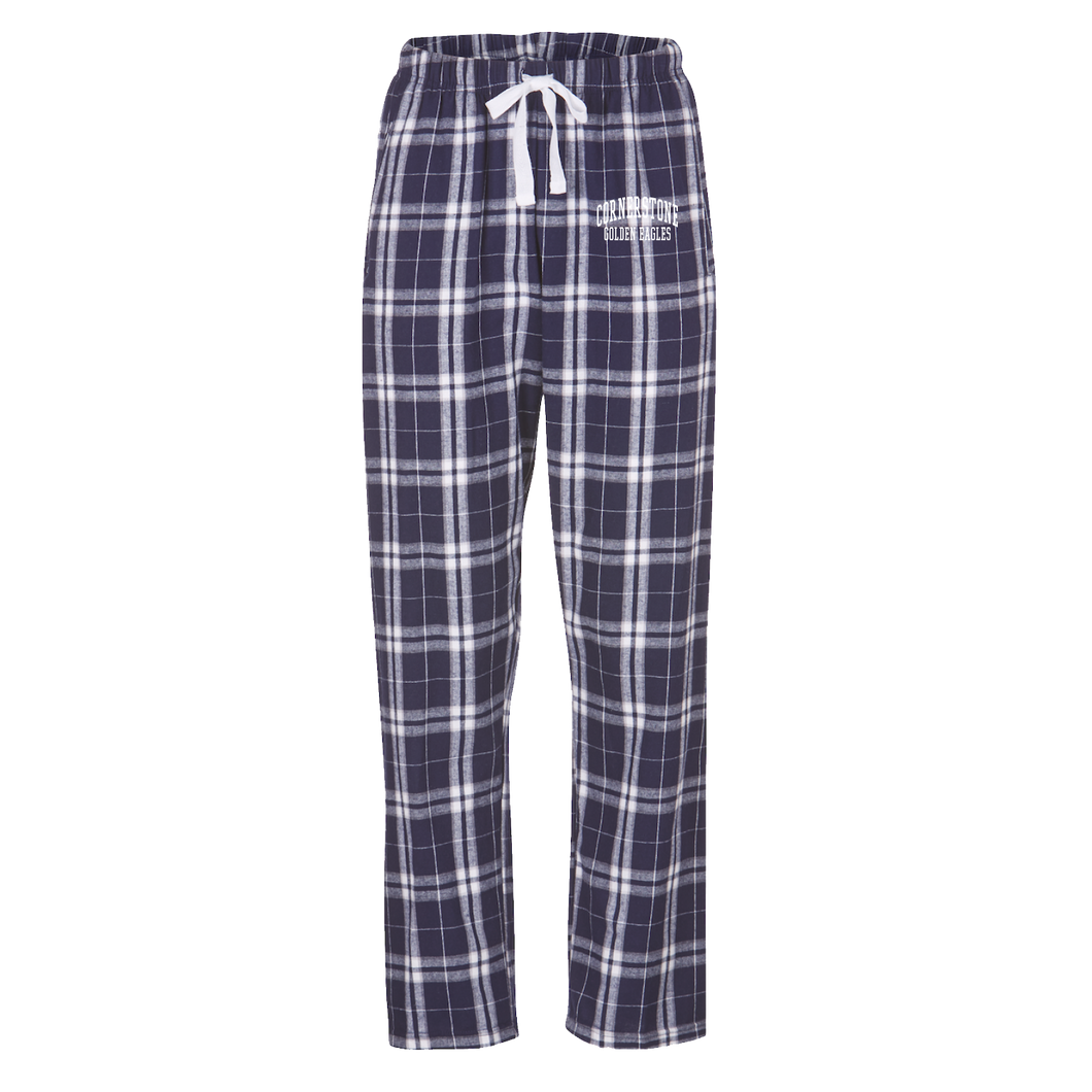 Haley Flannel Pant, Navy Silver Plaid