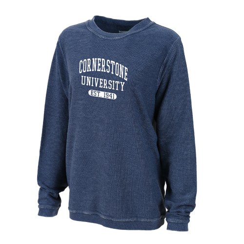 Rally Corduroy Crew Pullover, Navy