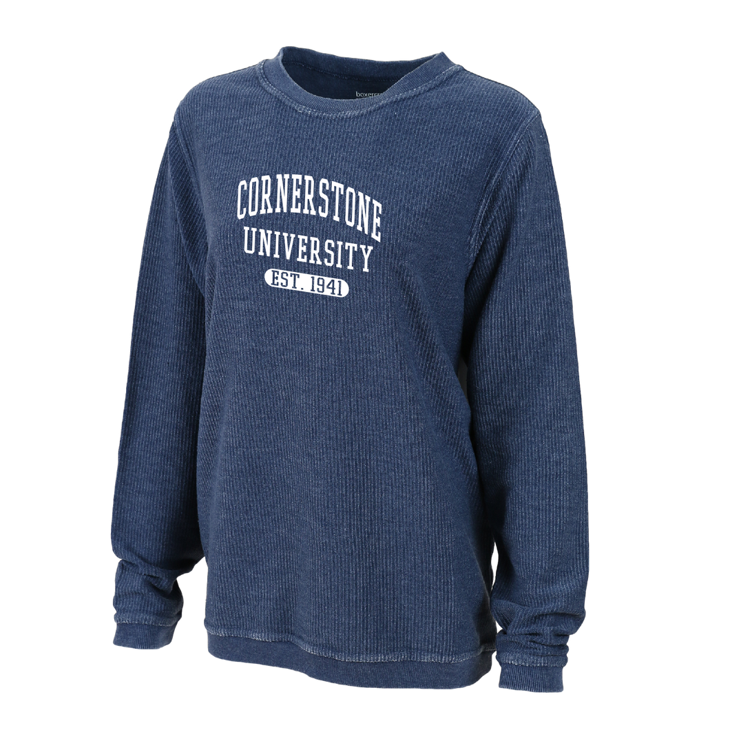 Rally Corduroy Crew Pullover Navy